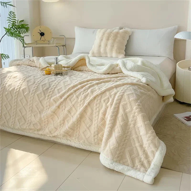 Cobertor Manta Glamour Casal Dupla Face com Sherpa